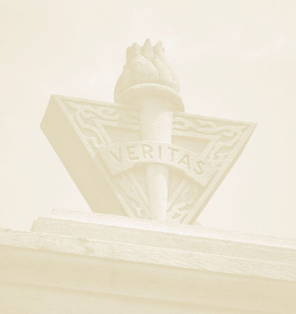 Background image of College logo in stone