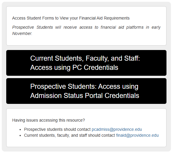 The Student Forms first-time login page.